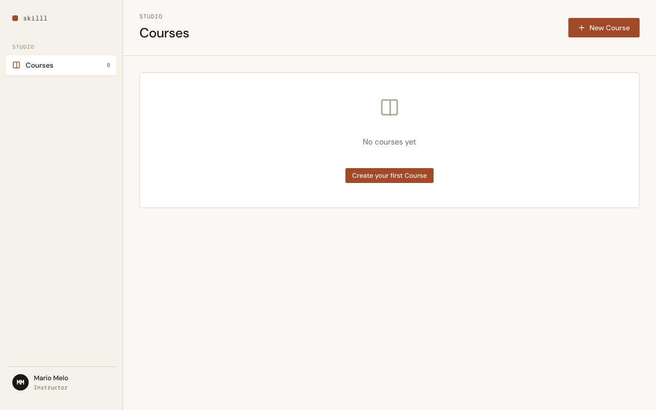 Courses index — empty state