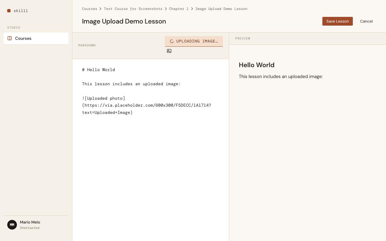 Uploading status bar