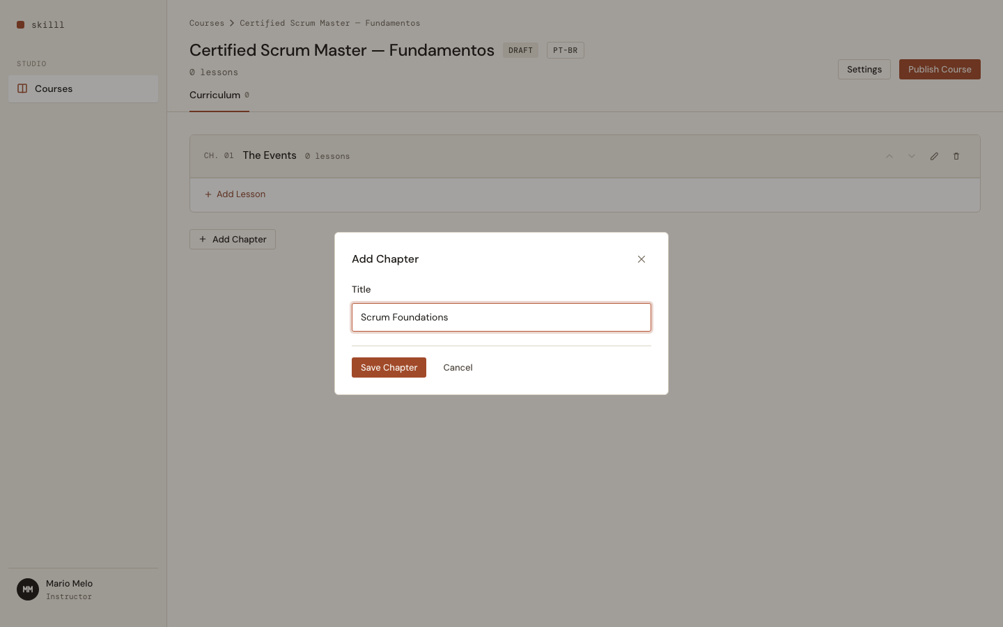 Add Chapter modal