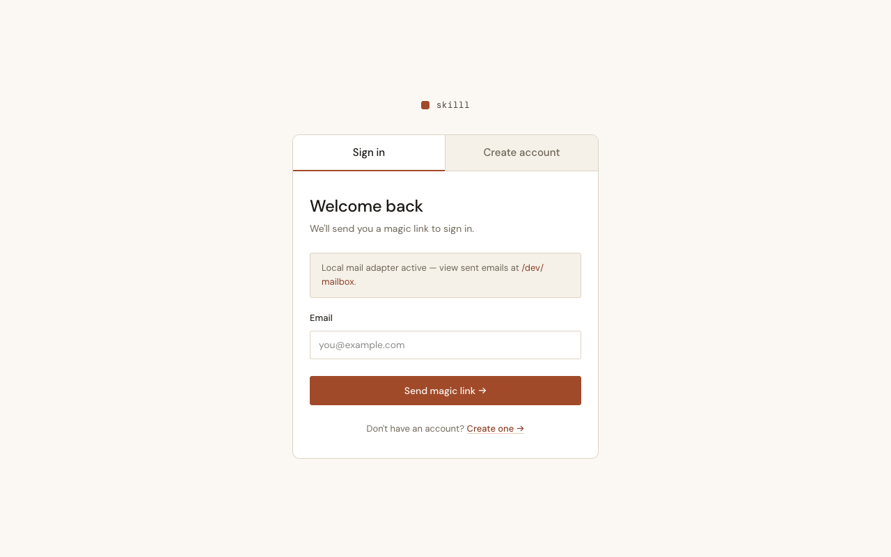 Sign in page