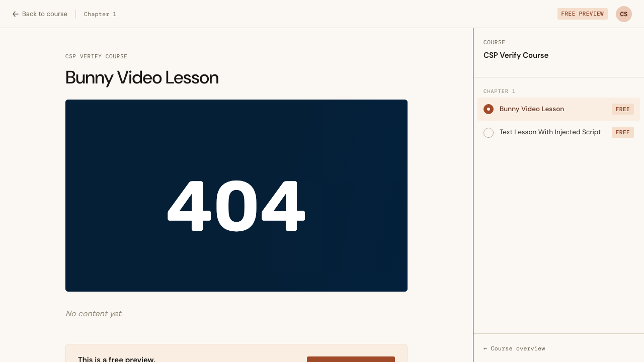 A Video Lesson’s Bunny iframe loading under the CSP’s frame-src allowance