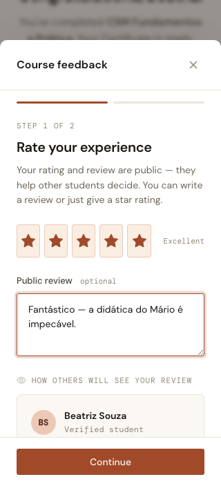 The dialog at 320px: a full-width bottom sheet, stars intact