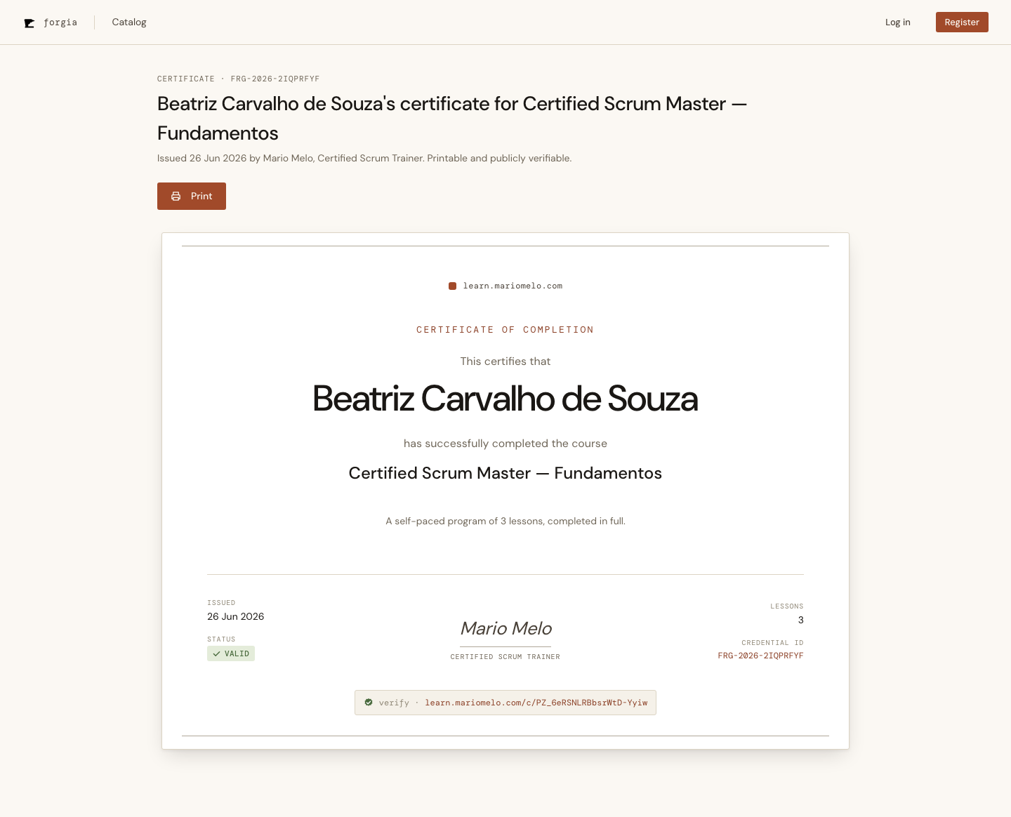 The public Certificate verify page