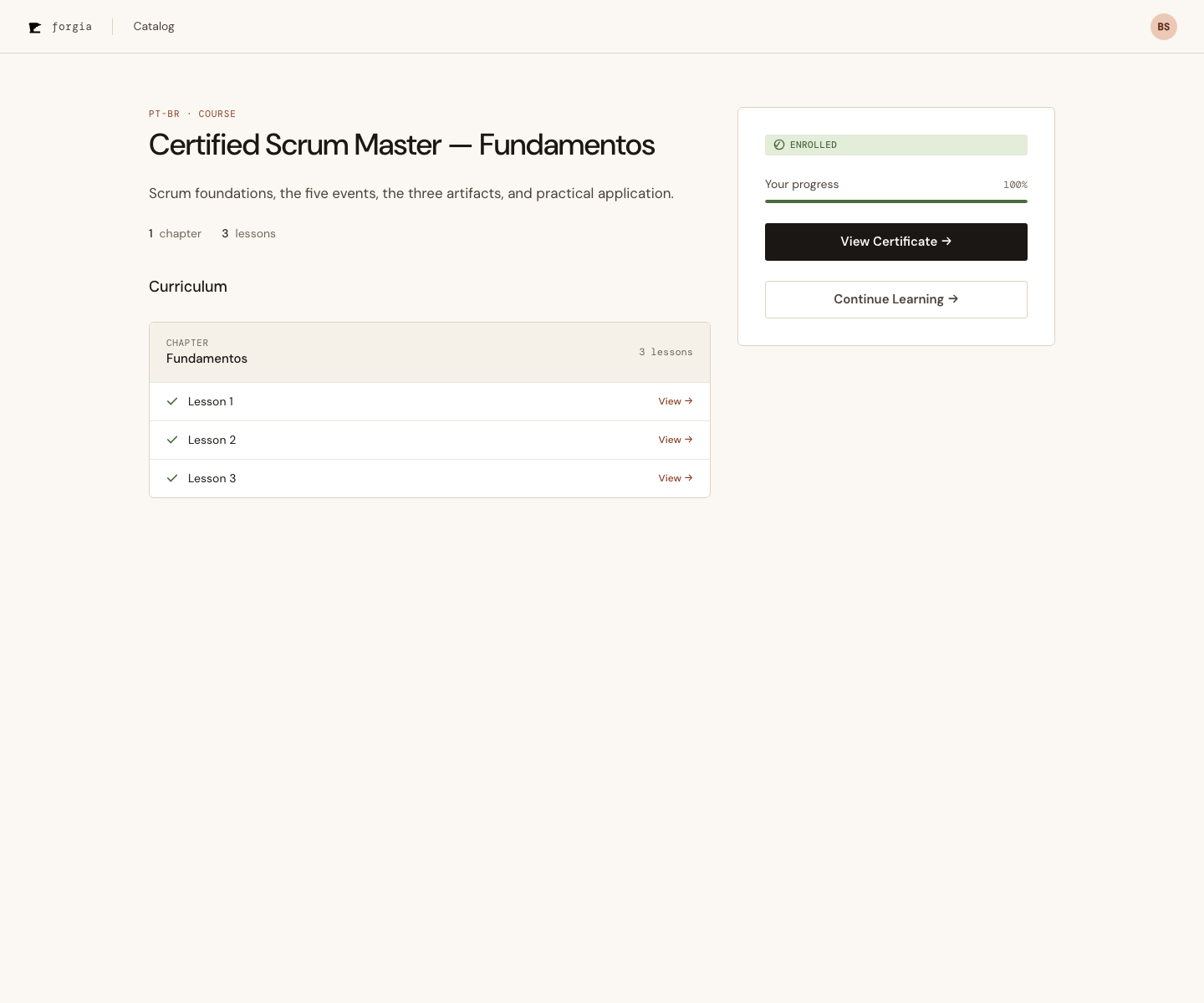 View Certificate on the Course overview panel