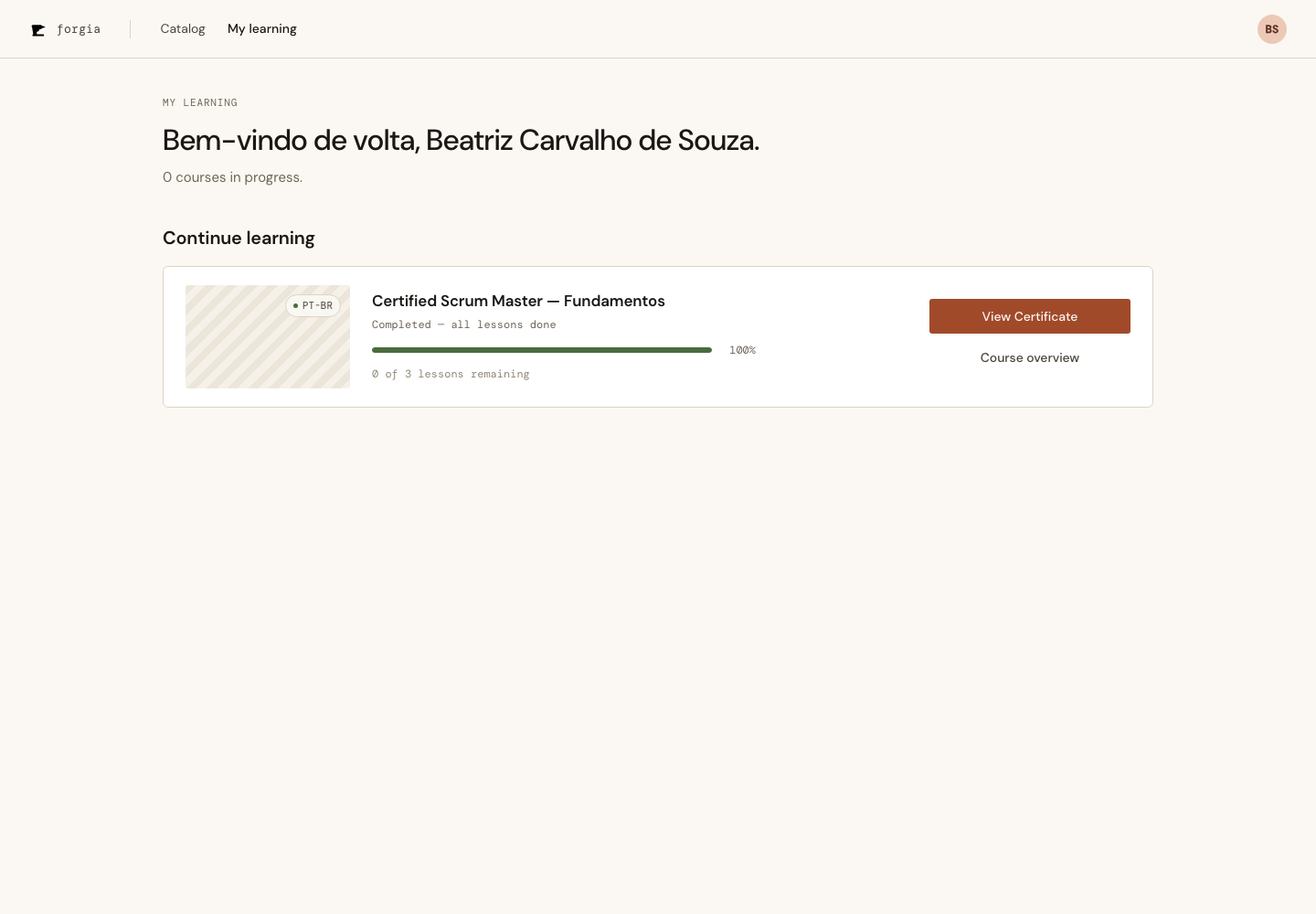 View Certificate on the student dashboard