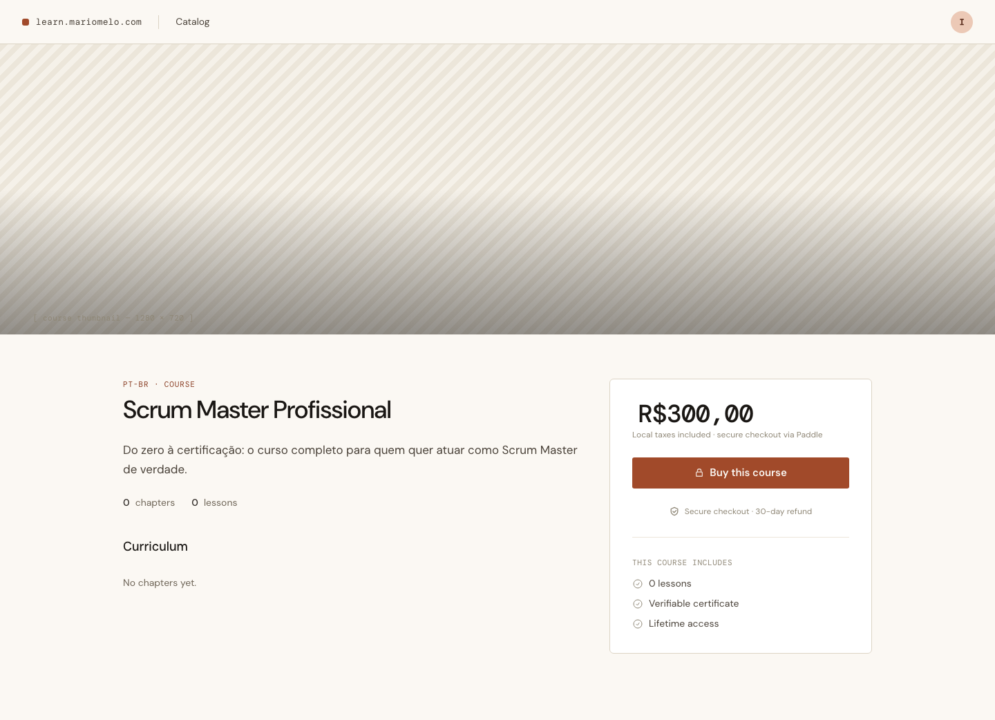 The same page once Paddle resolves: R$ 300,00, localized