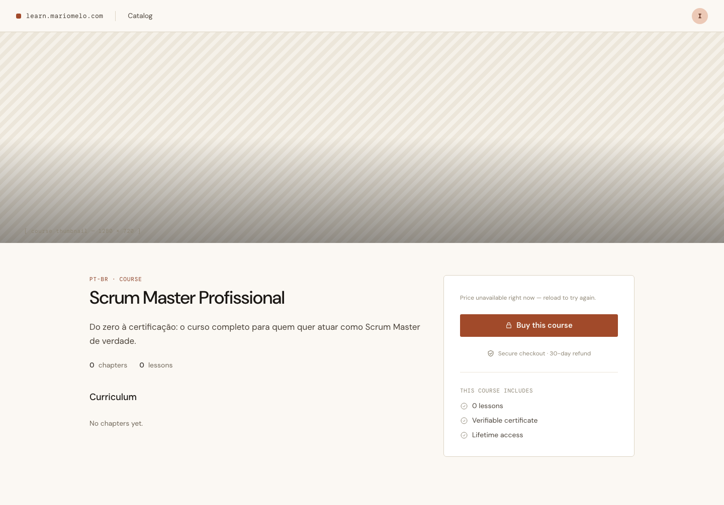 A failed price preview: “Price unavailable right now — reload to try again.”