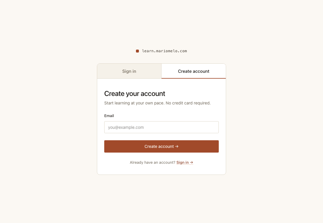 The escape hatch: a bare registration screen, empty and editable