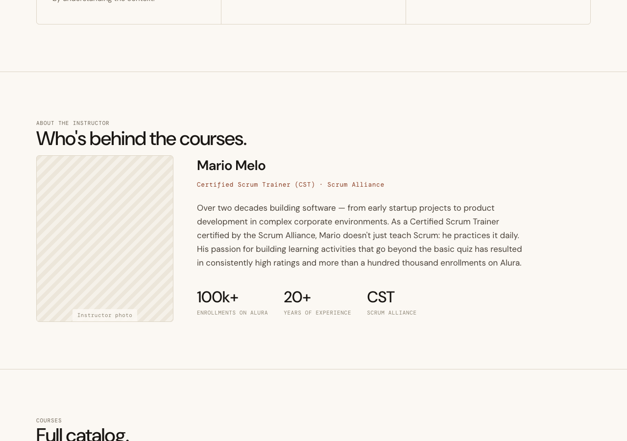 Instructor bio: real copy, not a lorem-ipsum placeholder