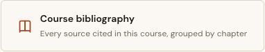 The Course bibliography card on the CourseComplete screen
