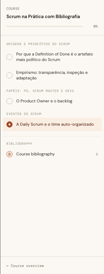 The lesson sidebar, with the Bibliography as its own headed group below the last chapter