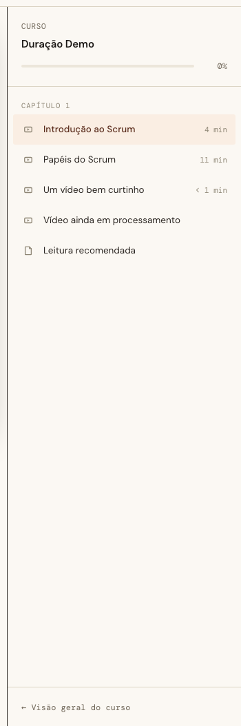 The player sidebar: durations beside the videos, nothing beside the others