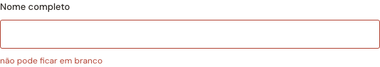 A blank required field, error message in Portuguese via the real errors.po domain