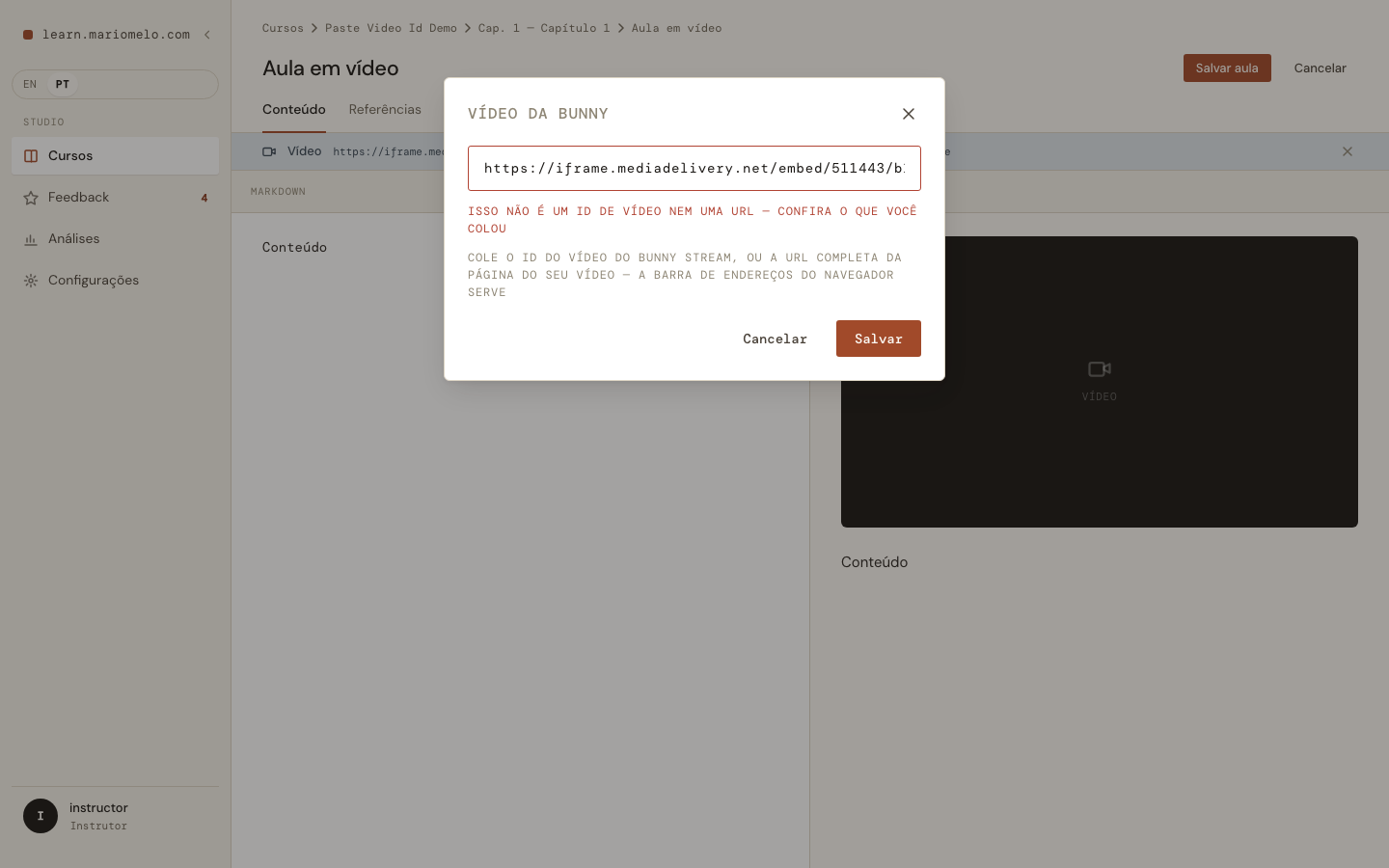 Junk refused in the modal, with the modal still open