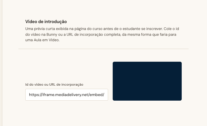 The Course Introduction video, storing an assembled embed URL