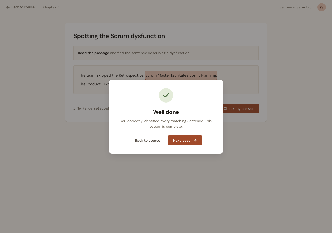 The success modal