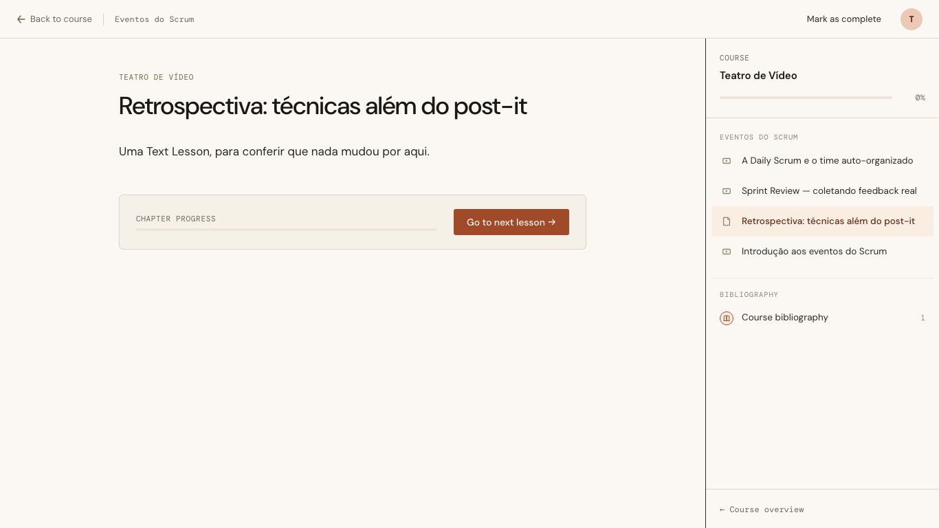 A Text Lesson, unchanged: 680px article measure, sidebar visible, no collapse control