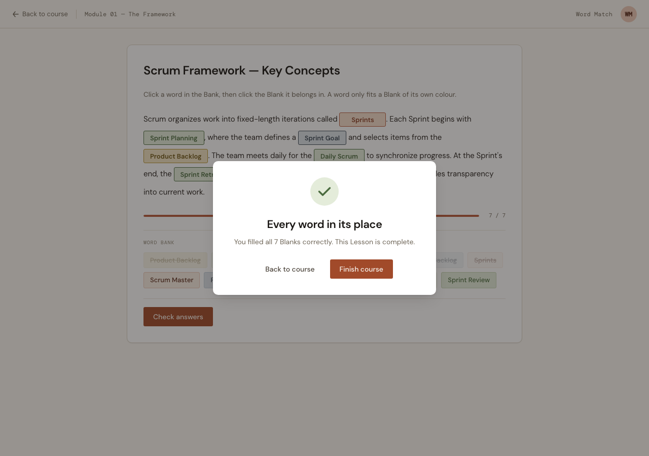 The success modal